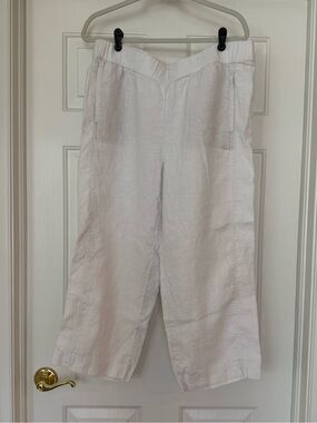 J.Jill Cropped White Linen Pants